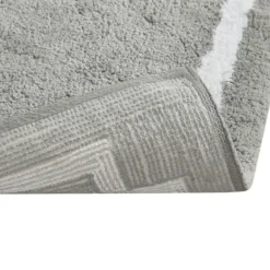 Bathroom Rugs-Kirkland's Home Cotton Tufted Bath Mat With Border, 30 In. Gray