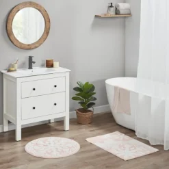 Bathroom Rugs-Kirkland's Home Cotton Tufted Medallion Bath Mat, 25 In. Pink
