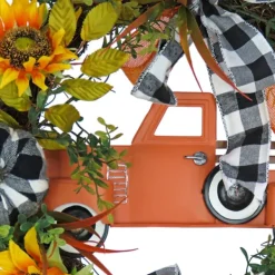 Wreaths-Kirkland's Home Country Car And Sunflowers Harvest Wreath Orange/Green