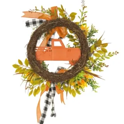 Wreaths-Kirkland's Home Country Car And Sunflowers Harvest Wreath Orange/Green