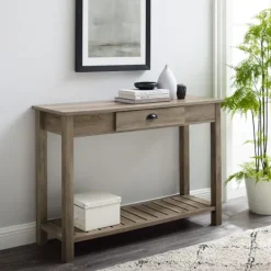 Console Tables-Kirkland's Home Country Style Washed Console Table Gray