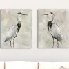 Canvas Art-Kirkland's Home Crane At Dusk Giclee Canvas Art Prints, Set Of 2 Gray/White/Black