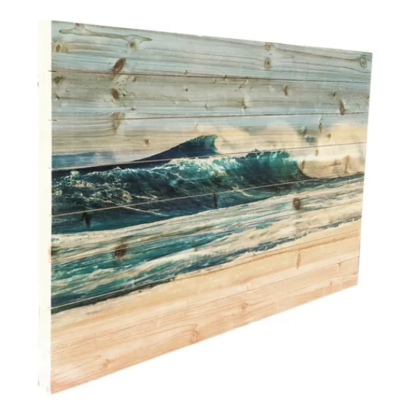 Wall Plaques-Kirkland's Home Crashing Waves Wood Wall Plaque Blue