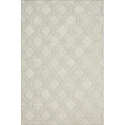 Outdoor Rugs-Kirkland's Home Cream And Blue Geo Indoor/Outdoor Area Rug, 7X9 White/Blue