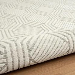 Outdoor Rugs-Kirkland's Home Cream And Blue Geo Indoor/Outdoor Area Rug, 7X9 White/Blue