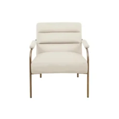 Accent Chairs-Kirkland's Home Cream And Gold Channeled Accent Chair Ivory