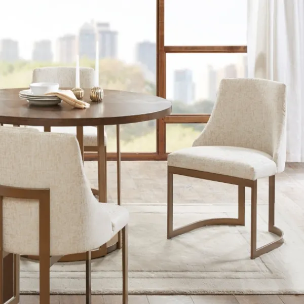 Dining Chairs-Kirkland's Home Cream And Gold Modern Dining Chairs, Set Of 2 Tan