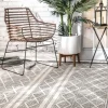 Outdoor Rugs-Kirkland's Home Cream And Gray Miriam Striped Outdoor Rug, 8X10 Gray/Ivory