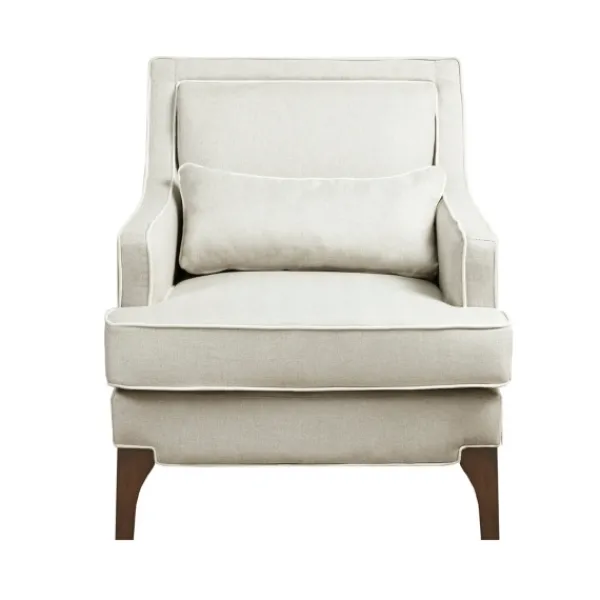 Accent Chairs-Kirkland's Home Cream And White Contrast Welting Accent Chair Ivory