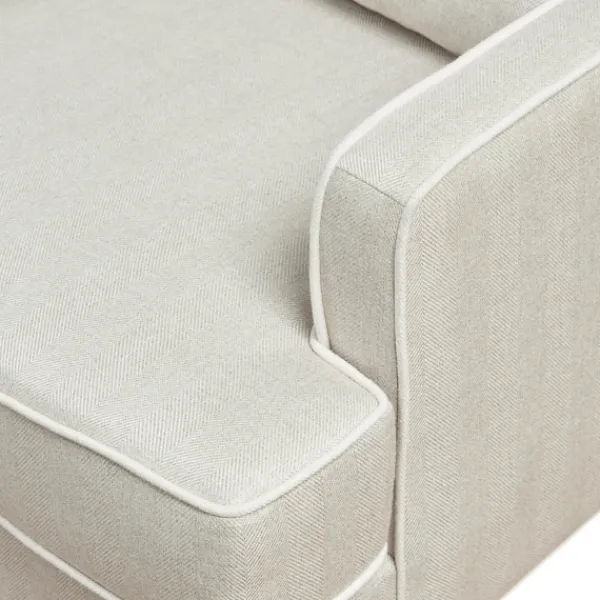 Accent Chairs-Kirkland's Home Cream And White Contrast Welting Accent Chair Ivory