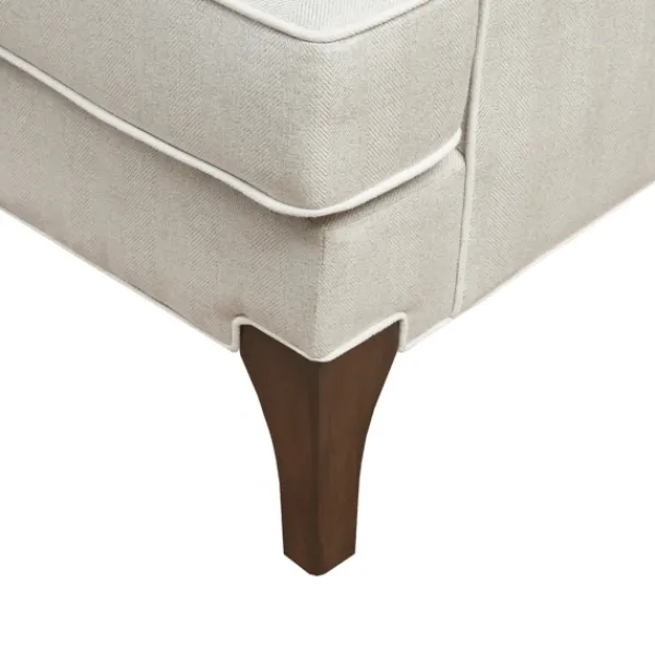 Accent Chairs-Kirkland's Home Cream And White Contrast Welting Accent Chair Ivory
