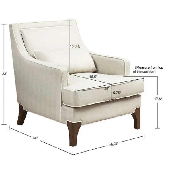 Accent Chairs-Kirkland's Home Cream And White Contrast Welting Accent Chair Ivory