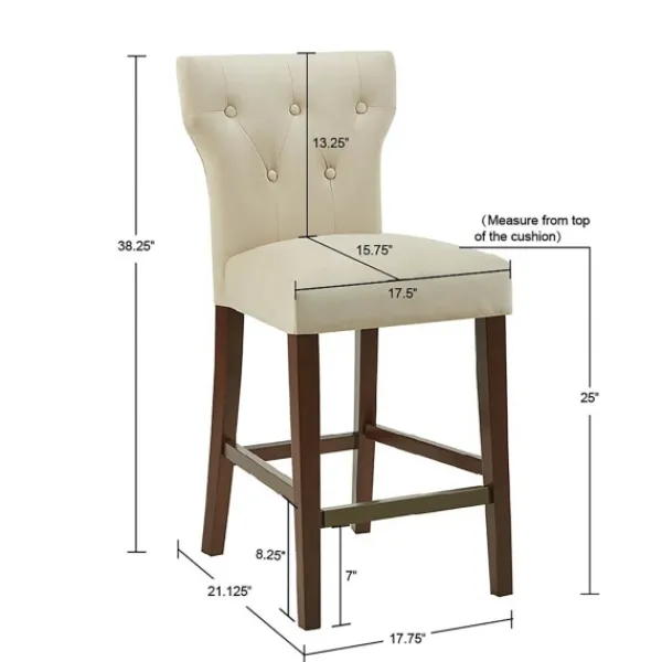 Bar Stools & Counter Height Stools-Kirkland's Home Cream Button Tufted Back Counter Stool Ivory