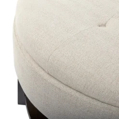 Benches & Ottomans-Kirkland's Home Cream Button Tufted Storage Ottoman Ivory