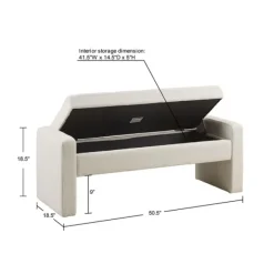 Benches & Ottomans-Kirkland's Home Cream Button Tufted Upholstered Storage Bench Ivory