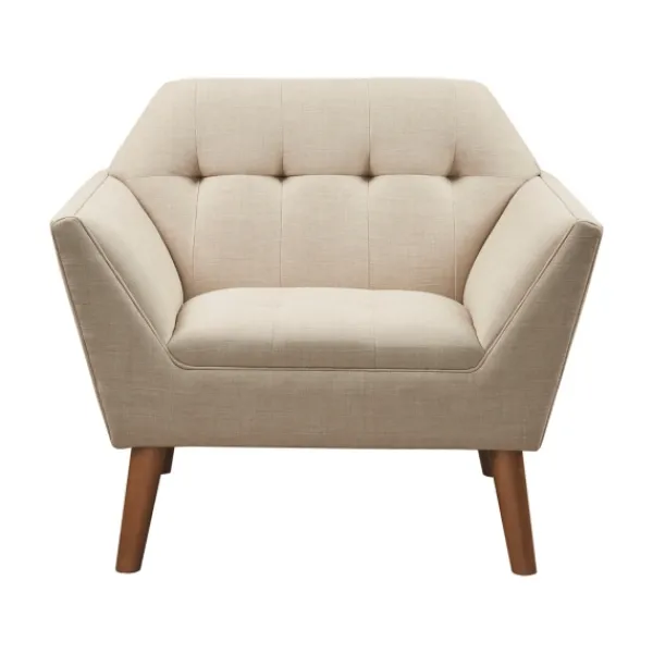 Accent Chairs-Kirkland's Home Cream Button Tufted Upholstered Accent Chair Tan