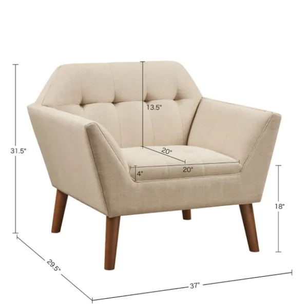 Accent Chairs-Kirkland's Home Cream Button Tufted Upholstered Accent Chair Tan