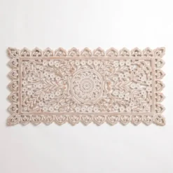 Wall Plaques-Kirkland's Home Cream Carved Wooden Wall Plaque White