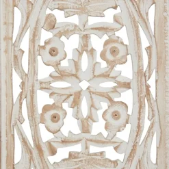 Wall Plaques-Kirkland's Home Cream Distressed Carved Floral Wall Plaque Tan/White