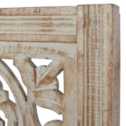 Wall Plaques-Kirkland's Home Cream Distressed Carved Floral Wall Plaque Tan/White
