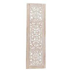 Wall Plaques-Kirkland's Home Cream Distressed Carved Floral Wall Plaque Tan/White