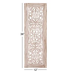 Wall Plaques-Kirkland's Home Cream Distressed Carved Floral Wall Plaque Tan/White