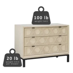 Cabinets & Sideboards-Kirkland's Home Cream Geometric Overlay Chest