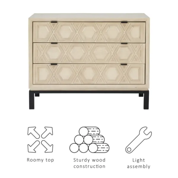 Cabinets & Sideboards-Kirkland's Home Cream Geometric Overlay Chest