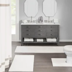 Bathroom Rugs-Kirkland's Home Cream High Pile Marshmallow Bath Mat, 30 In. Ivory