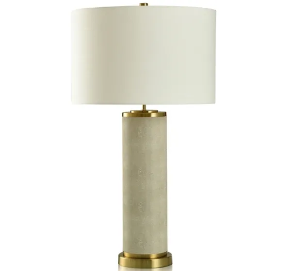 Table Lamps-Kirkland's Home Cream Leather And Gold Table Lamp Ivory