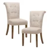 Dining Chairs-Kirkland's Home Cream Linen Rolled Back Dining Chairs, Set Of 2 Ivory