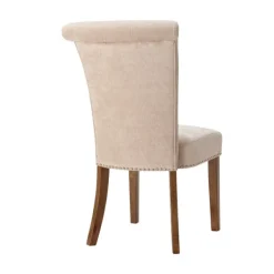 Dining Chairs-Kirkland's Home Cream Linen Rolled Back Dining Chairs, Set Of 2 Ivory