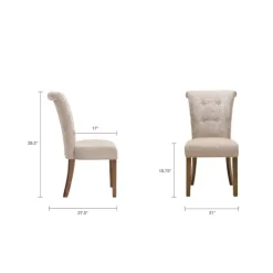 Dining Chairs-Kirkland's Home Cream Linen Rolled Back Dining Chairs, Set Of 2 Ivory
