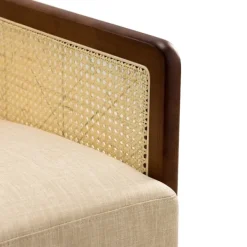 Accent Chairs-Kirkland's Home Cream Mahogany Finish Cane Panel Accent Chair White