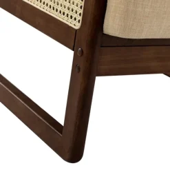 Accent Chairs-Kirkland's Home Cream Mahogany Finish Cane Panel Accent Chair White