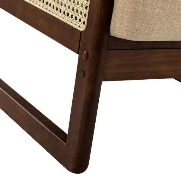 Accent Chairs-Kirkland's Home Cream Mahogany Finish Cane Panel Accent Chair White