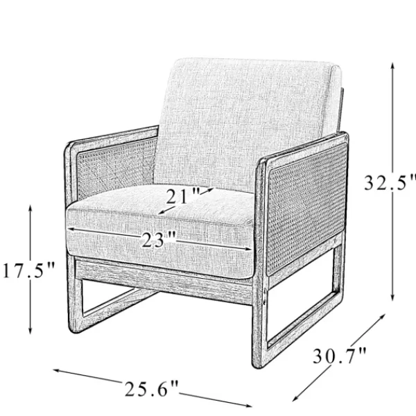 Accent Chairs-Kirkland's Home Cream Mahogany Finish Cane Panel Accent Chair White