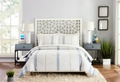 Comforters-Kirkland's Home Cream Mason King 3-Pc. Comforter Set Blue