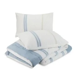 Comforters-Kirkland's Home Cream Mason King 3-Pc. Comforter Set Blue