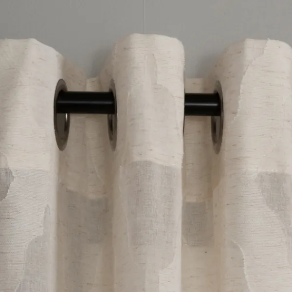 Curtains & Drapes-Kirkland's Home Cream Ogival Sheer Single Curtain Panel, 84 In. Ivory