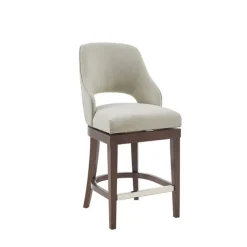 Bar Stools & Counter Height Stools-Kirkland's Home Cream Open Back Swivel Base Counter Stool White