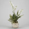 Arrangements & Greenery-Kirkland's Home Cream Orchids Arrangement In Gold Planter Green/Gold/White