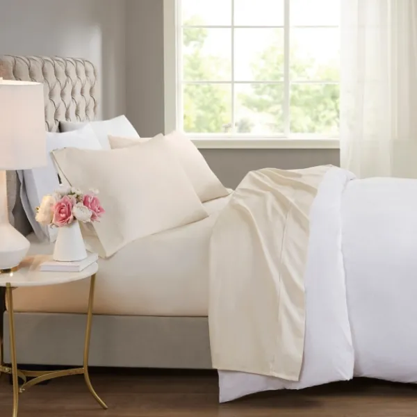 Bed Sheets-Kirkland's Home Cream Rich Cooling Cotton Queen Sheet Set Ivory