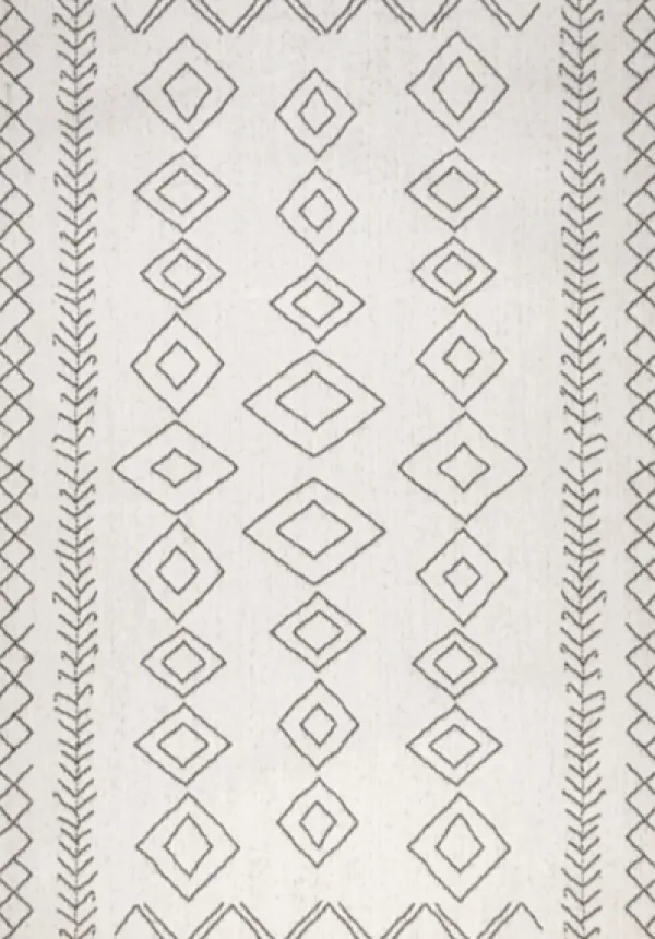 Outdoor Rugs-Kirkland's Home Cream Serna Tribal Outdoor Area Rug, 5X7 White/Black