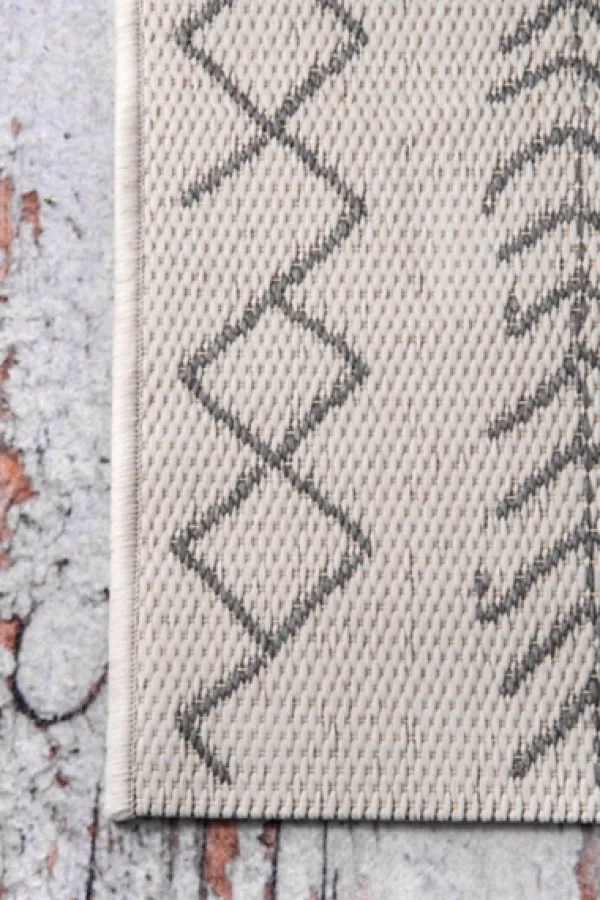 Outdoor Rugs-Kirkland's Home Cream Serna Tribal Outdoor Area Rug, 5X7 White/Black