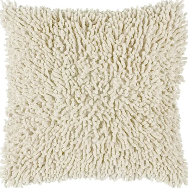 Pillows-Kirkland's Home Cream Shag Pillow Ivory