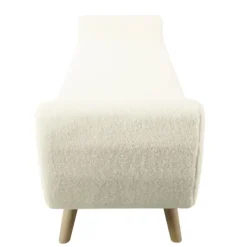 Benches & Ottomans-Kirkland's Home Cream Sherpa And Wood Storage Bench Ivory