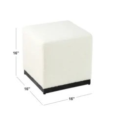 Benches & Ottomans-Kirkland's Home Cream Sherpa Boucle Cube Ottoman Ivory