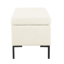 Benches & Ottomans-Kirkland's Home Cream Sherpa Boucle Storage Bench Ivory