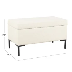 Benches & Ottomans-Kirkland's Home Cream Sherpa Boucle Storage Bench Ivory